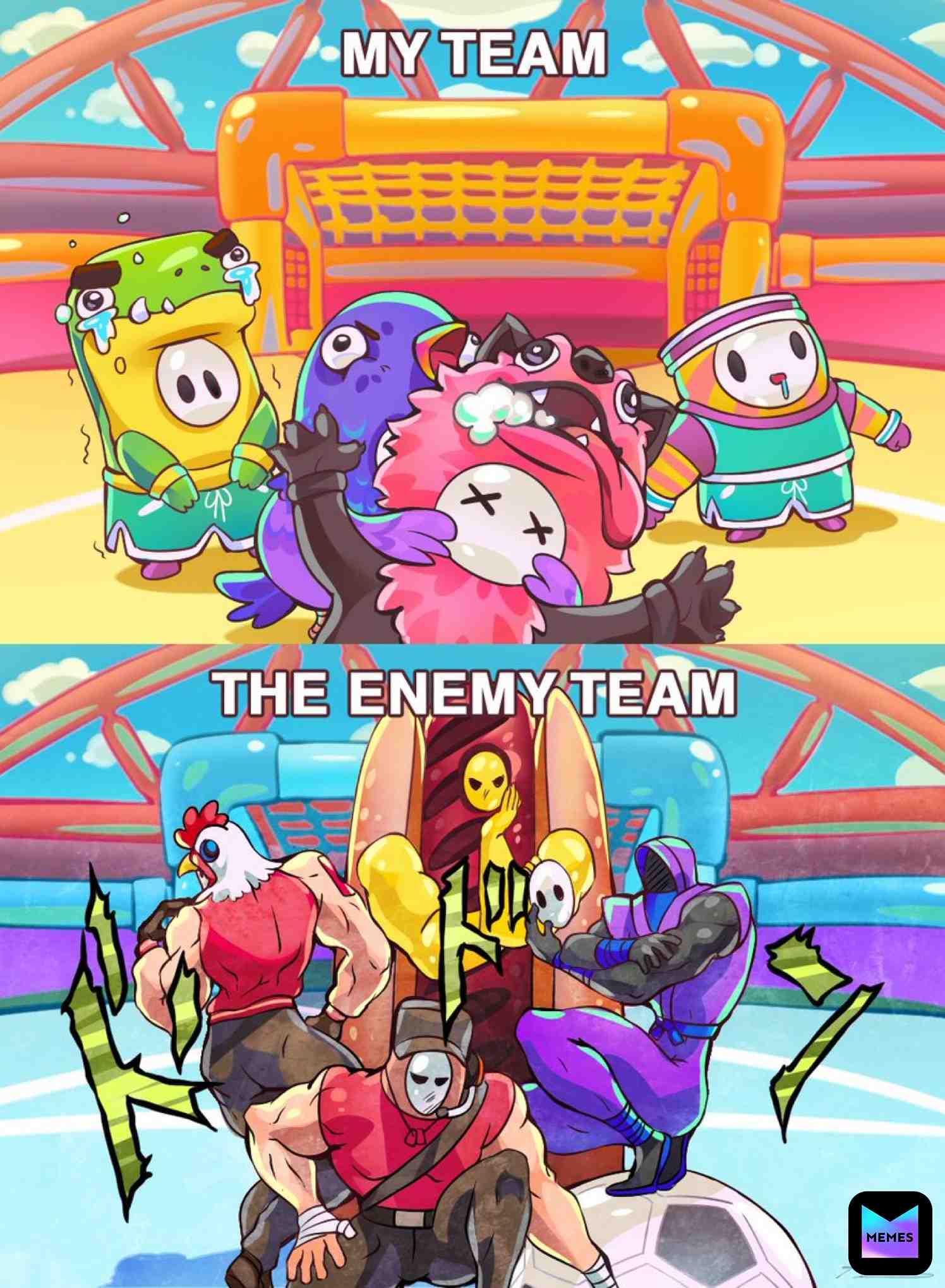 When the enemy\u2019s legendary and you\u2019re yellow 
 #fallguy  #jojoreference  #stolenmemes #animememes