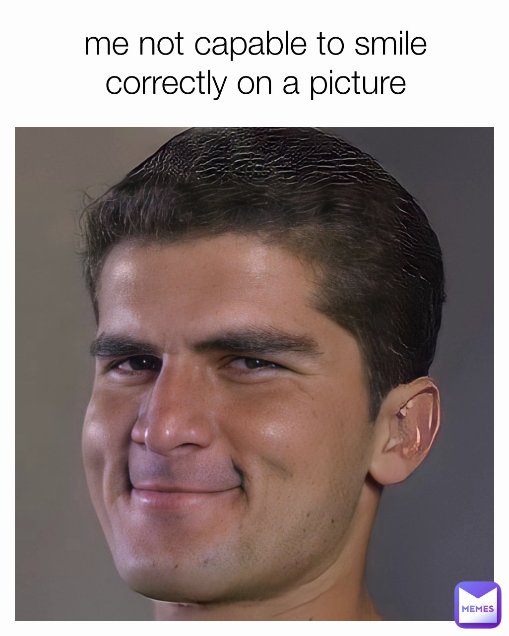 me not capable to smile correctly on a picture