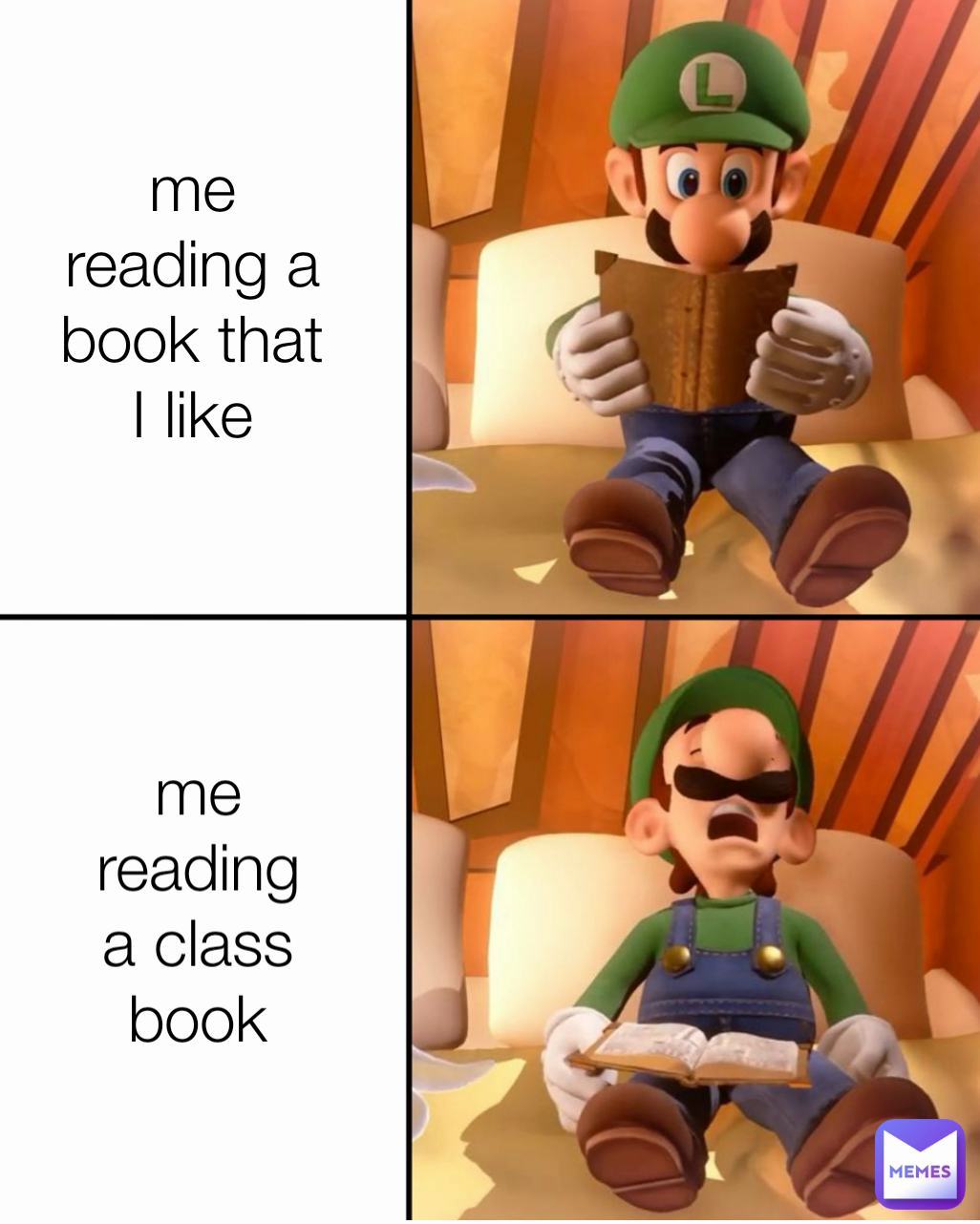 me reading a book that I like me reading a class book