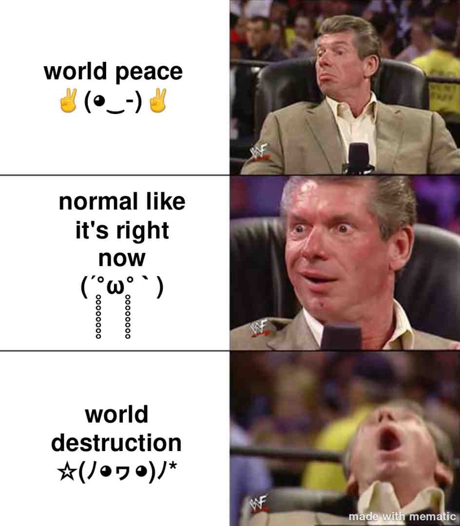 La paix dans le monde/c'est normal comme c'est maintenant/la destruction du monde🌍