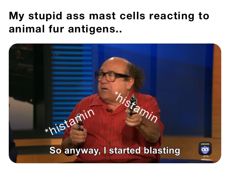 My stupid ass mast cells reacting to animal fur antigens..