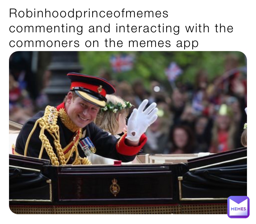 Robinhoodprinceofmemes commenting and interacting with the commoners on the memes app