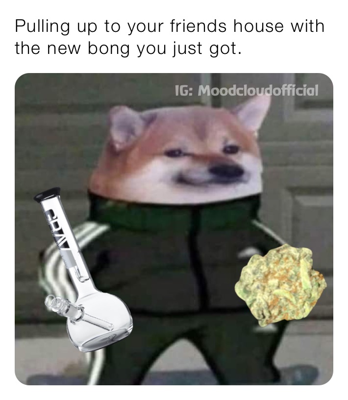 Pulling up to your friends house with the new bong you just got.