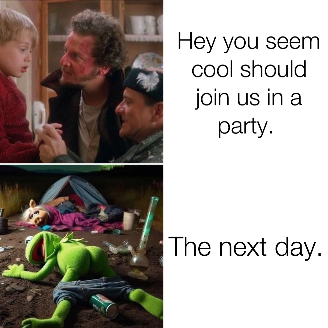 Hey you seem cool should join us in a party. The next day.