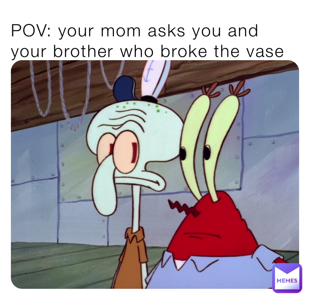 POV: your mom asks you and your brother who broke the vase