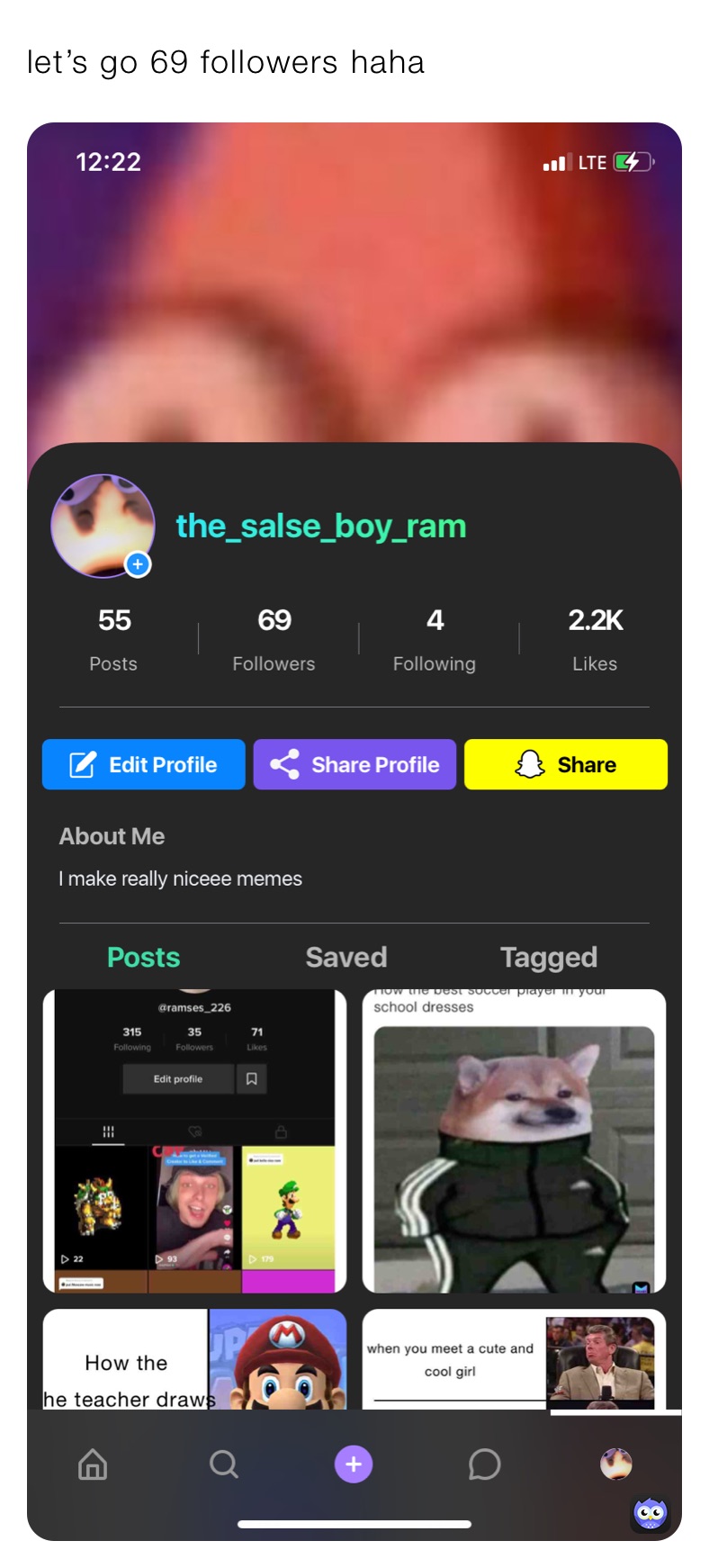 let’s go 69 followers haha 