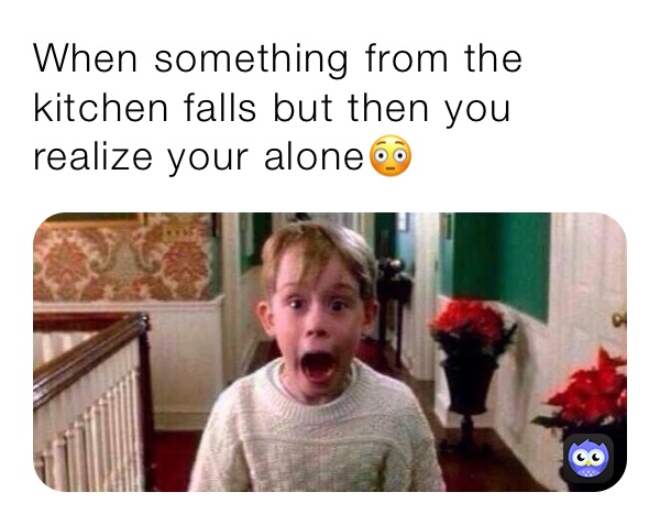 When something from the kitchen falls but then you realize your alone😳