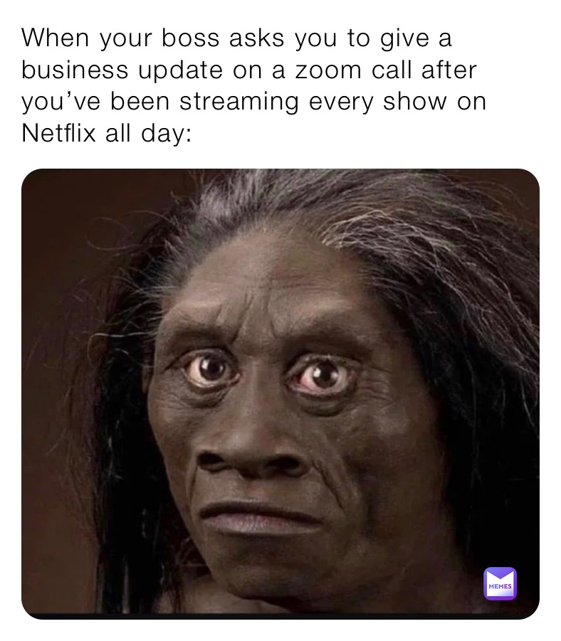 When your boss asks you to give a business update on a zoom call after you’ve been streaming every show on Netflix all day: 
