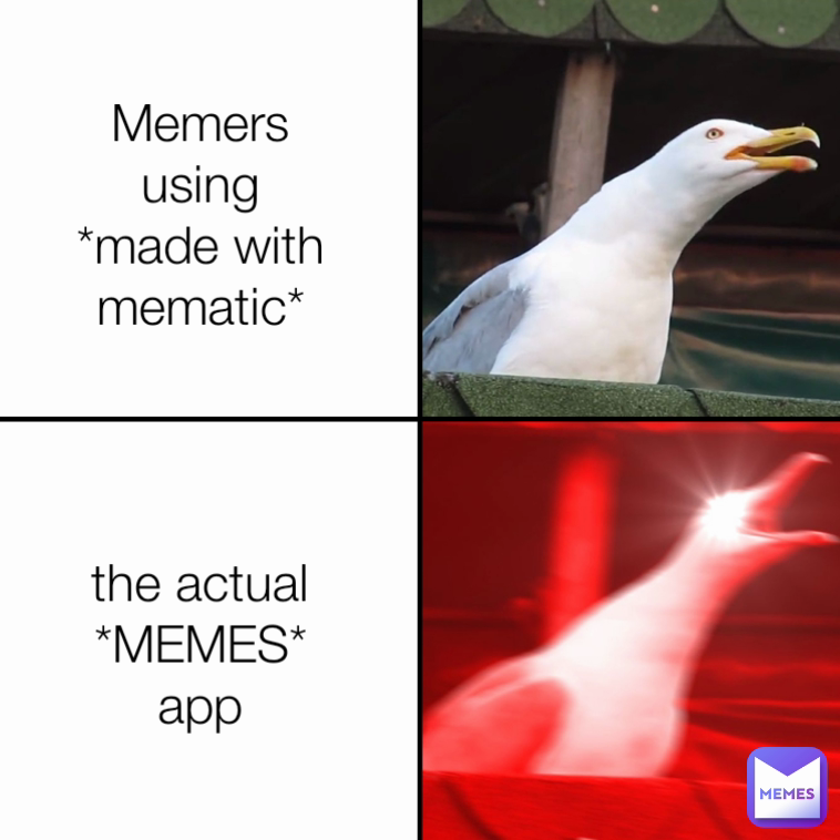 the actual *MEMES* app Memers using *made with mematic*