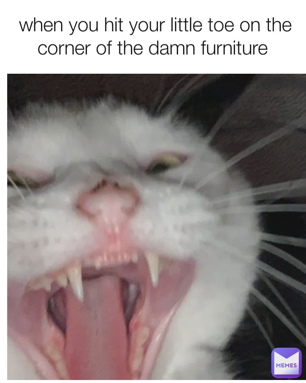 when you hit your little toe on the corner of the damn furniture 