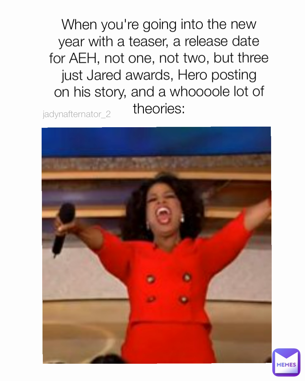 jadynafternator_21  When you're going into the new year with a teaser, a release date for AEH, not one, not two, but three just Jared awards, Hero posting on his story, and a whoooole lot of theories: