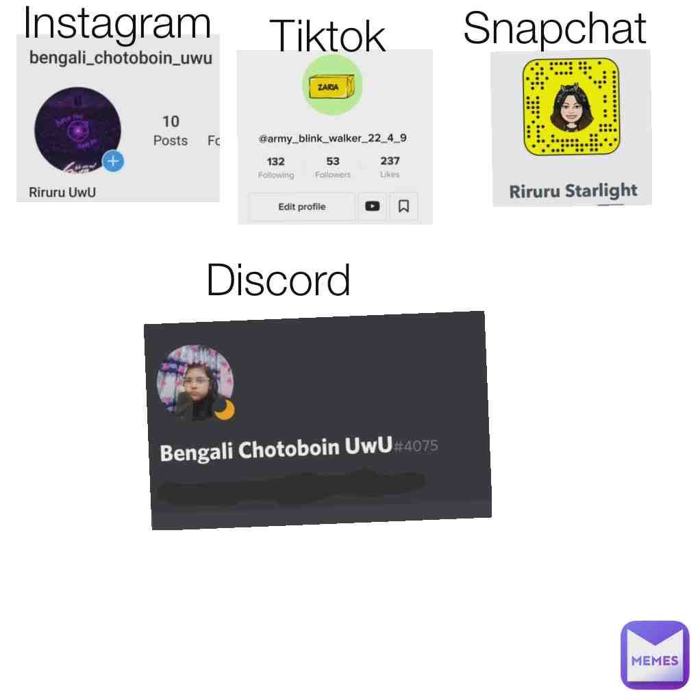 I'm active in discord most of the times,Y'all can talk to me in these apps as I'm not that active here 💜🙃✌️(your wish ofcourse)