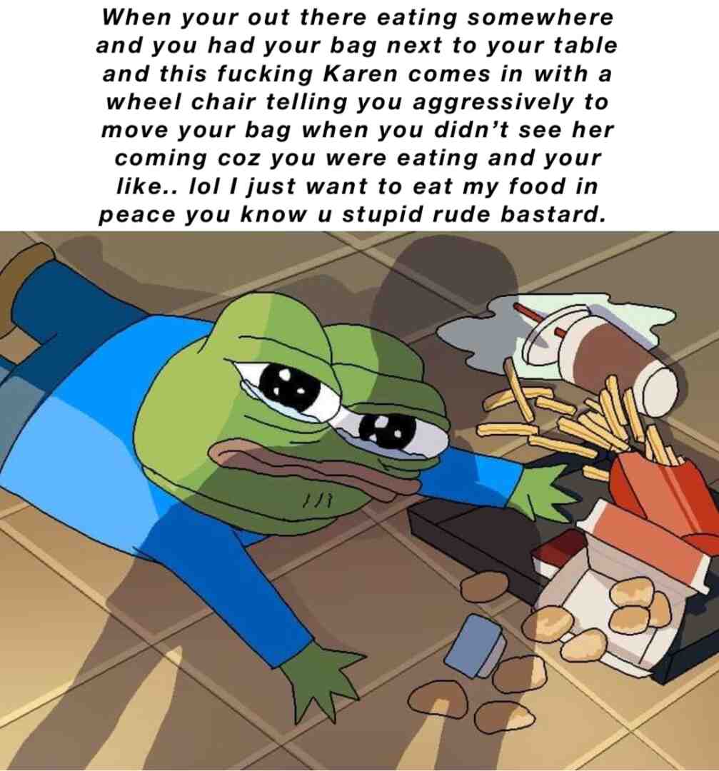 lol this is me when I was out eating somewhere and this stupid rude bastard came in and I was like… I just want to eat in peace! 😂😂 #randomperson #funnymeme #spongebob #funny #karenmemes
