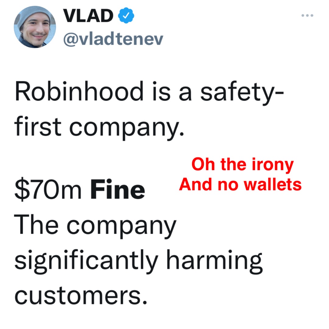 Oh the irony 
And no wallets