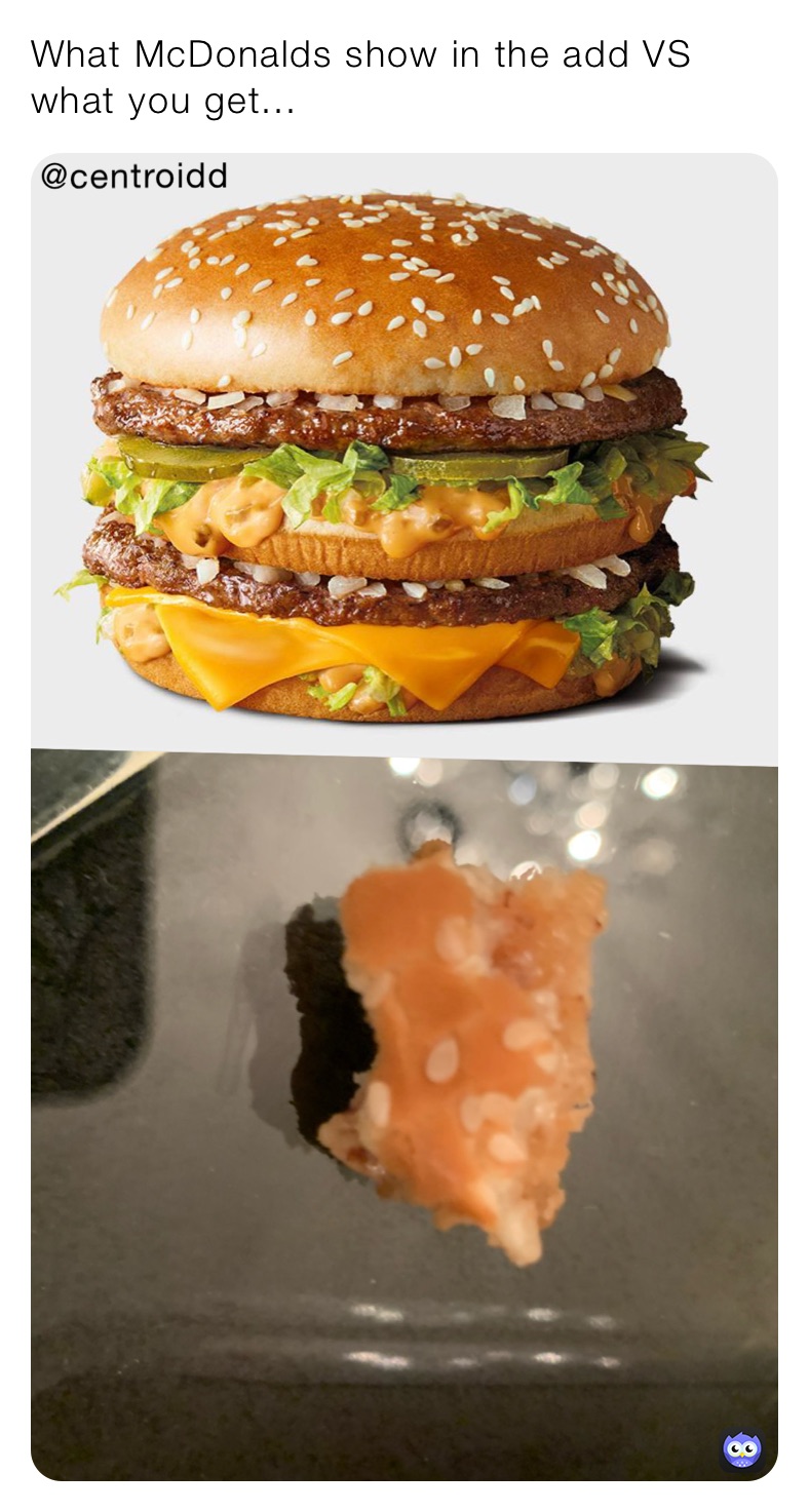 What McDonalds show in the add VS what you get...