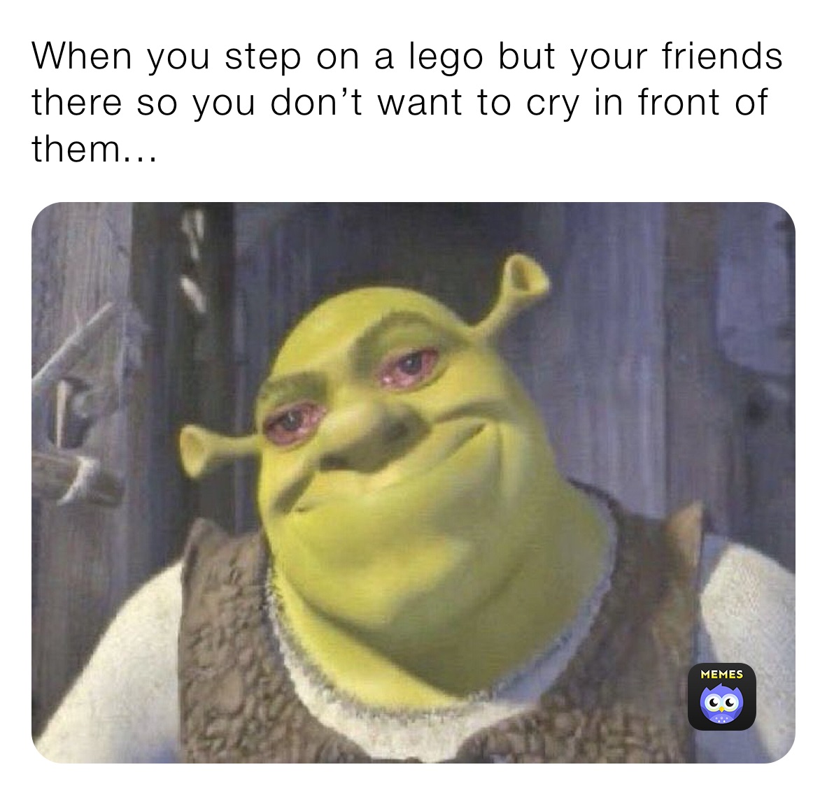 When you step on a lego but your friends there so you don’t want to cry in front of them...