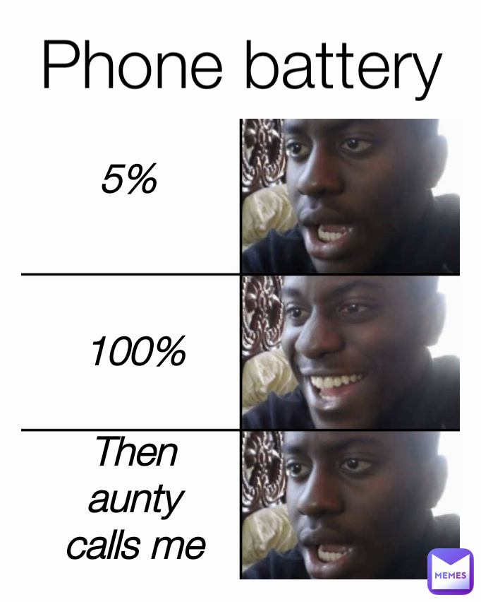 100% Then aunty calls me
 5% Phone battery