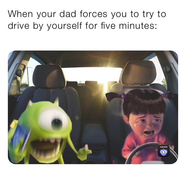 When your dad forces you to try to drive by yourself for five minutes:
