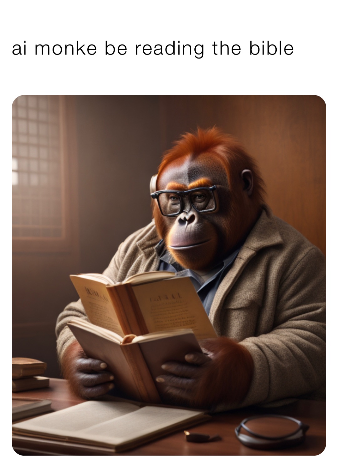 ai monke be reading the bible