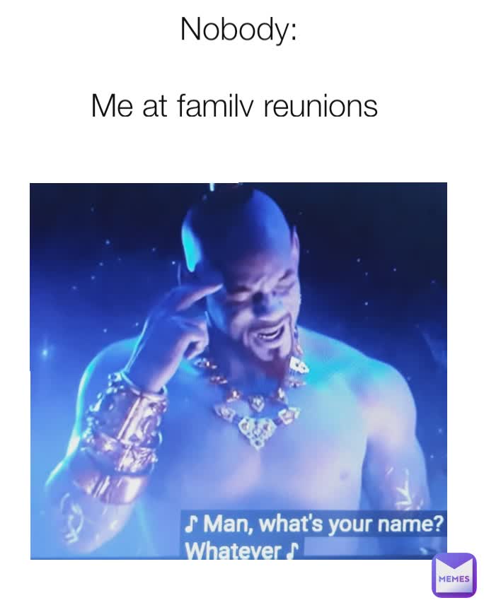Nobody:

Me at family reunions 