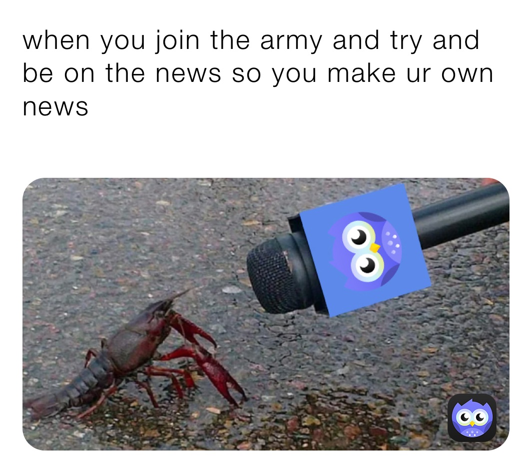 when you join the army and try and be on the news so you make ur own news
