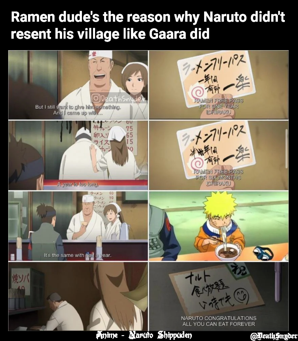 Anime - Naruto Shippuden Ramen dude's the reason why Naruto didn't resent his village like Gaara did @DeathSnyder