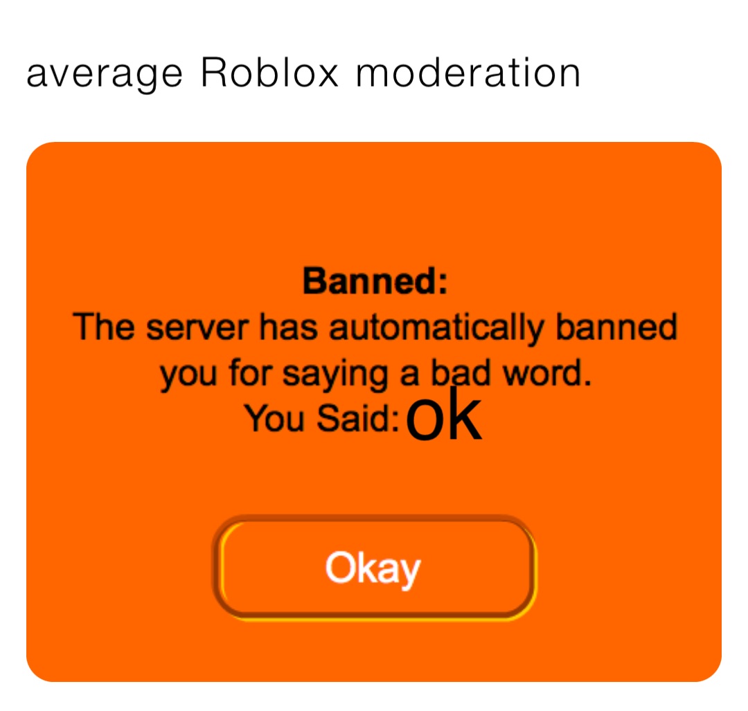 average Roblox moderation ok