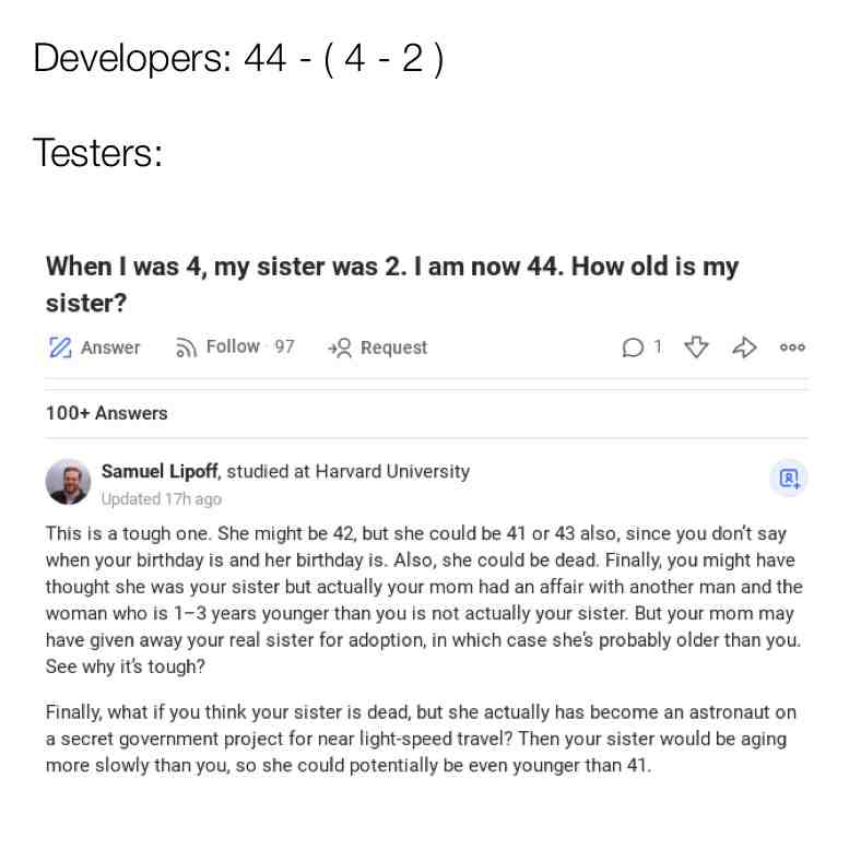 Developers vs testers
#developers #testers