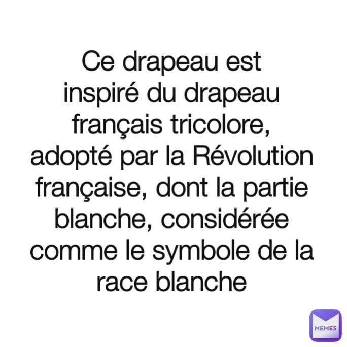 Ce drapeau est inspiré du drapeau français tricolore, adopté par la Révolution française, dont la partie blanche, considérée comme le symbole de la race blanche