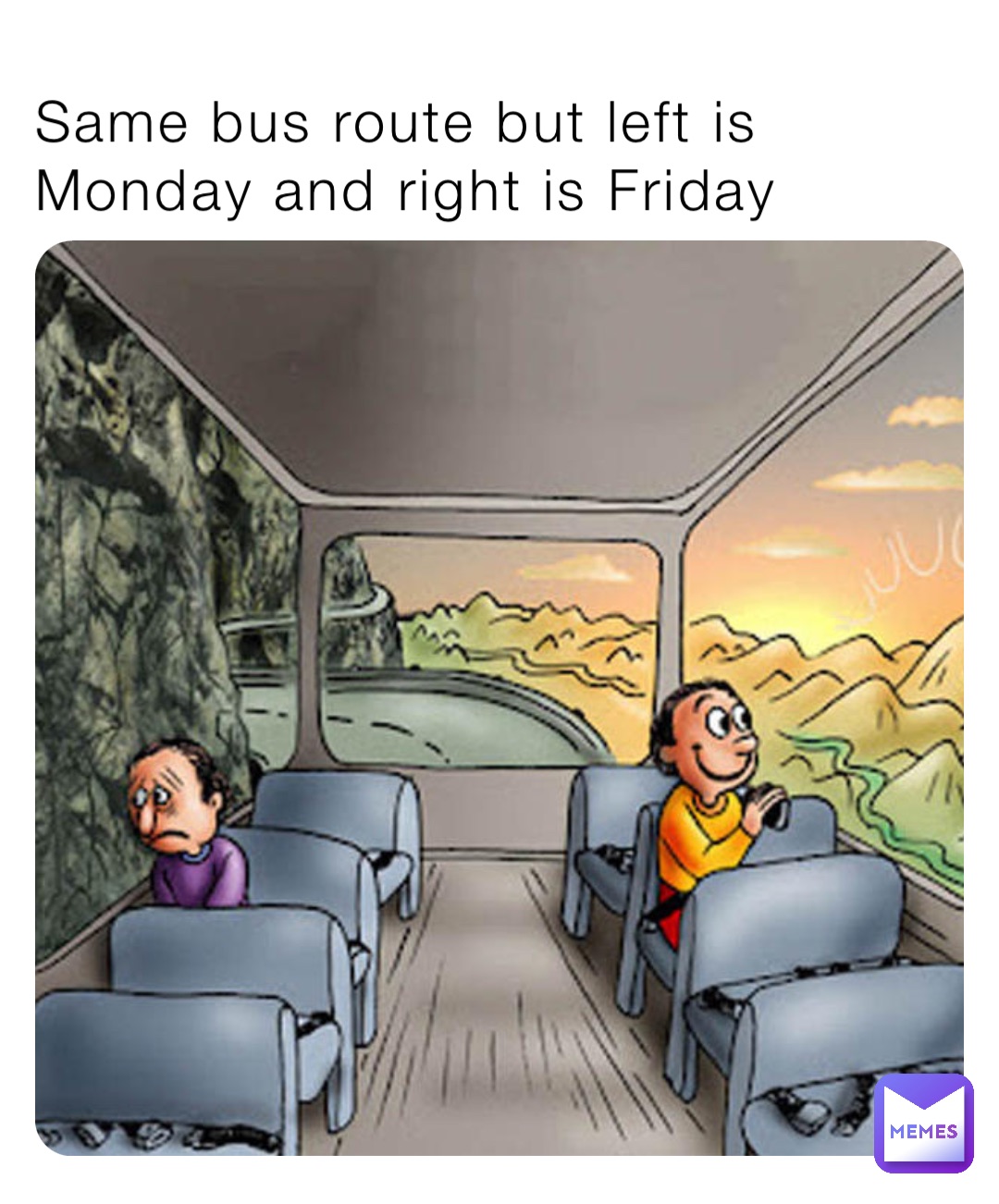 Same bus route but left is Monday and right is Friday