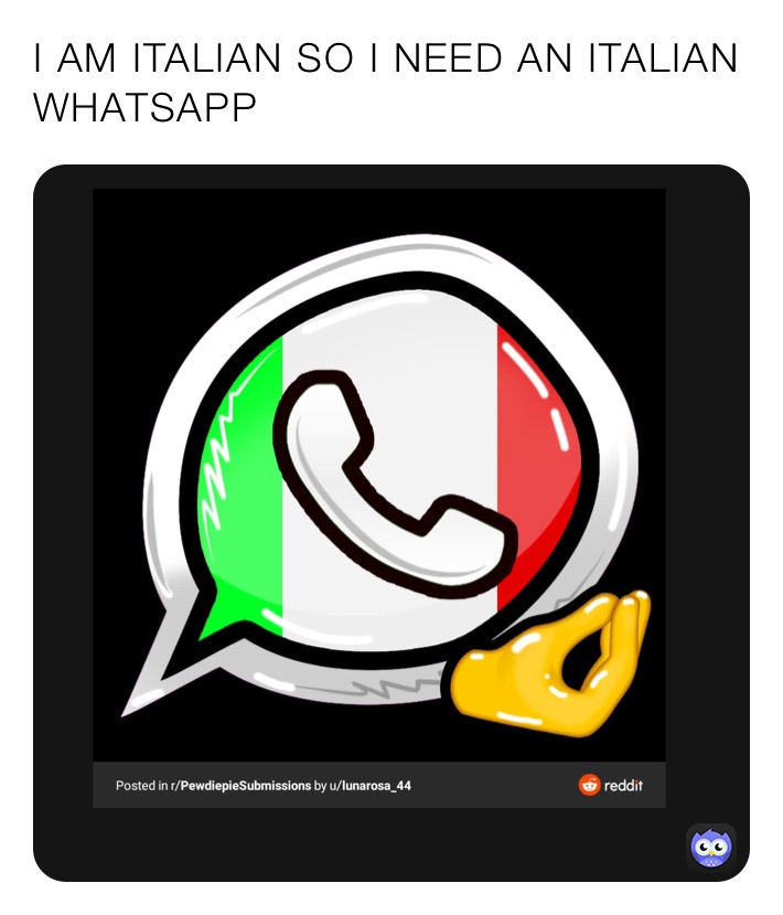I AM ITALIAN SO I NEED AN ITALIAN WHATSAPP