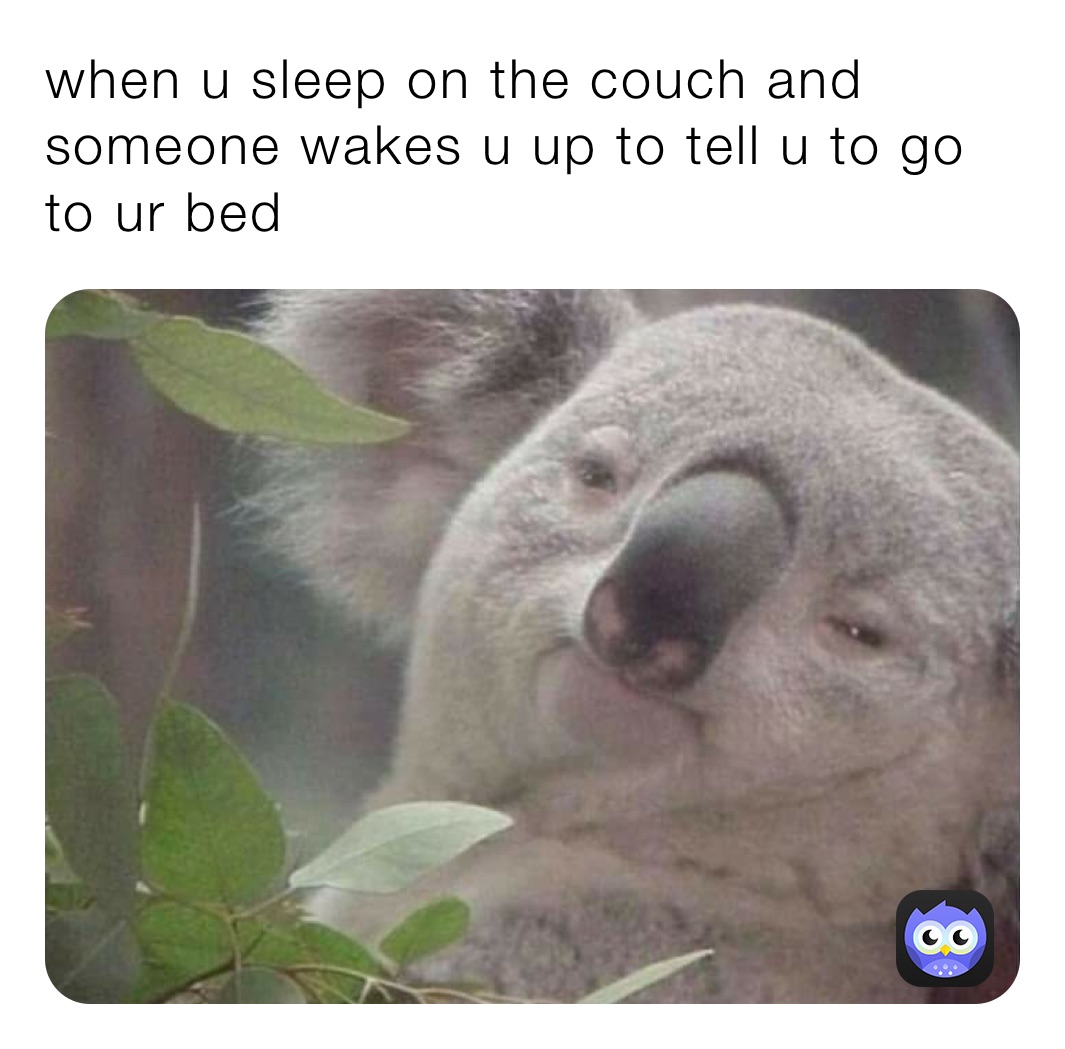 when u sleep on the couch and someone wakes u up to tell u to go to ur bed