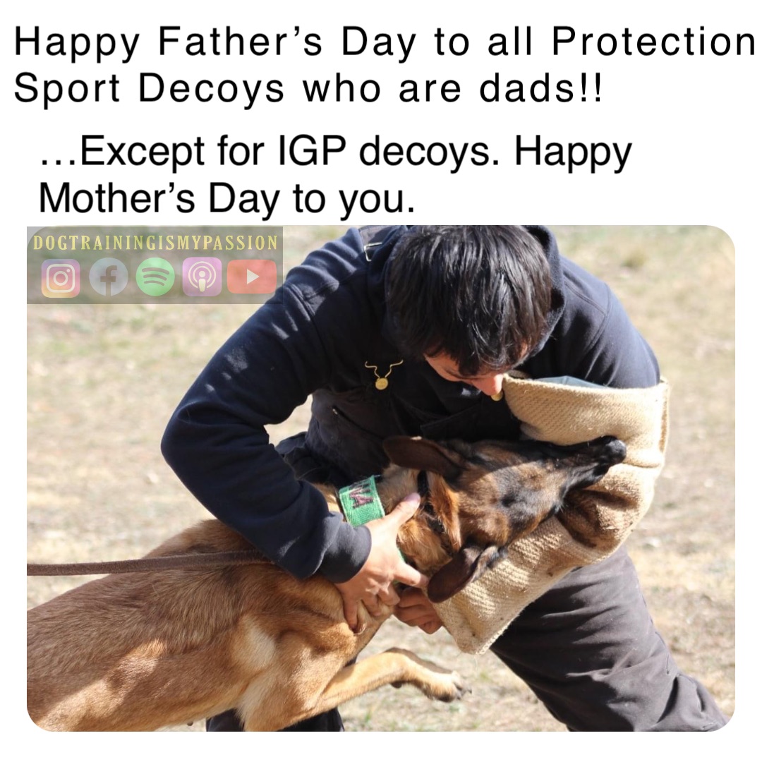 Happy Father’s Day to all Protection Sport Decoys who are dads!! …Except for IGP decoys. Happy Mother’s Day to you.