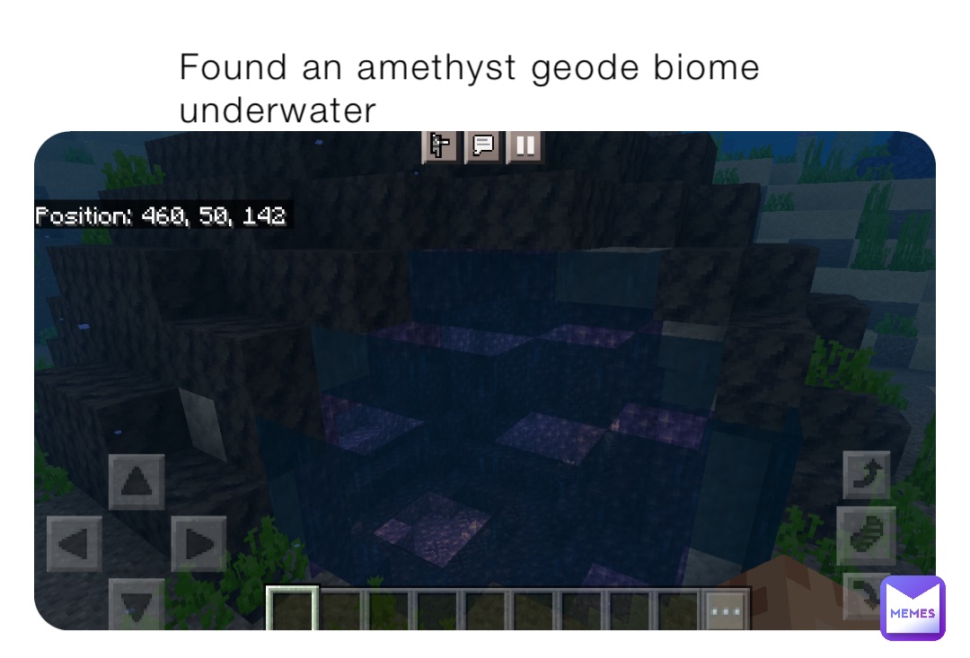 Found an amethyst geode biome underwater