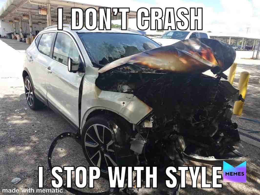 Back from when I crashed my rental car at 70mph into a bridge pillar #carcrash #memes #carfire