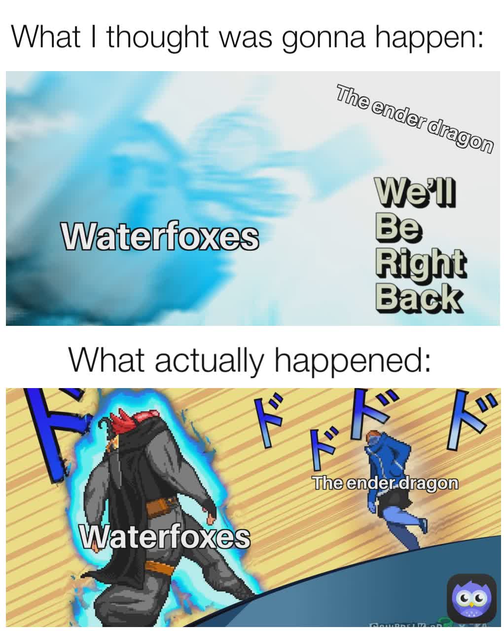 Yeah, surprisingly we won, and there was only two of us on that day (waterfoxes is my gaming crew, which is really a club of like, 10 idiots playing stuff like minecraft for 10 days straight)