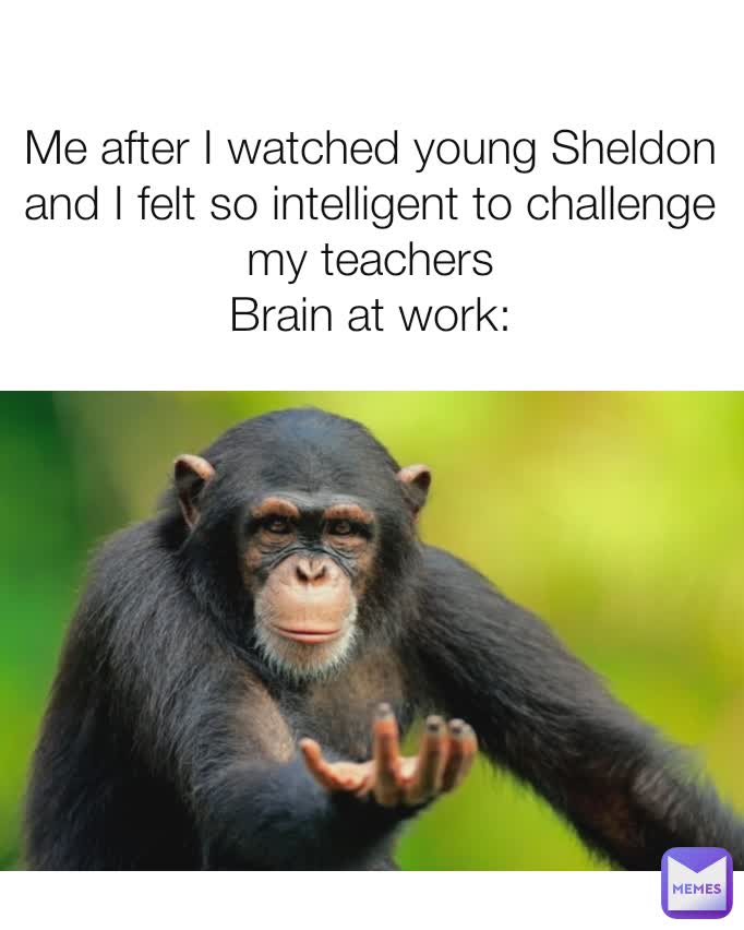 Me after I watched young Sheldon and I felt so intelligent to challenge my teachers
Brain at work: