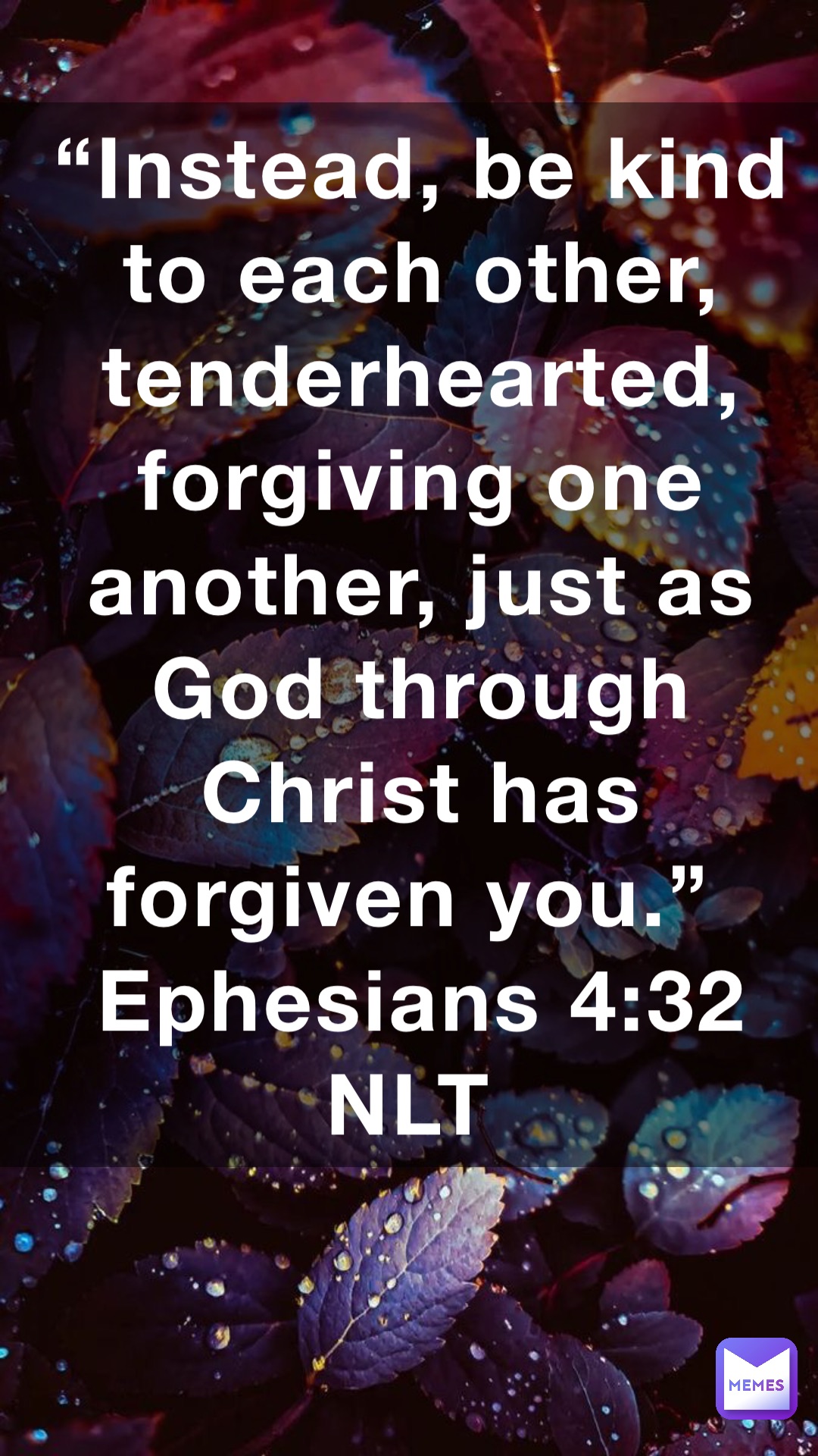 “Instead, be kind to each other, tenderhearted, forgiving one another ...