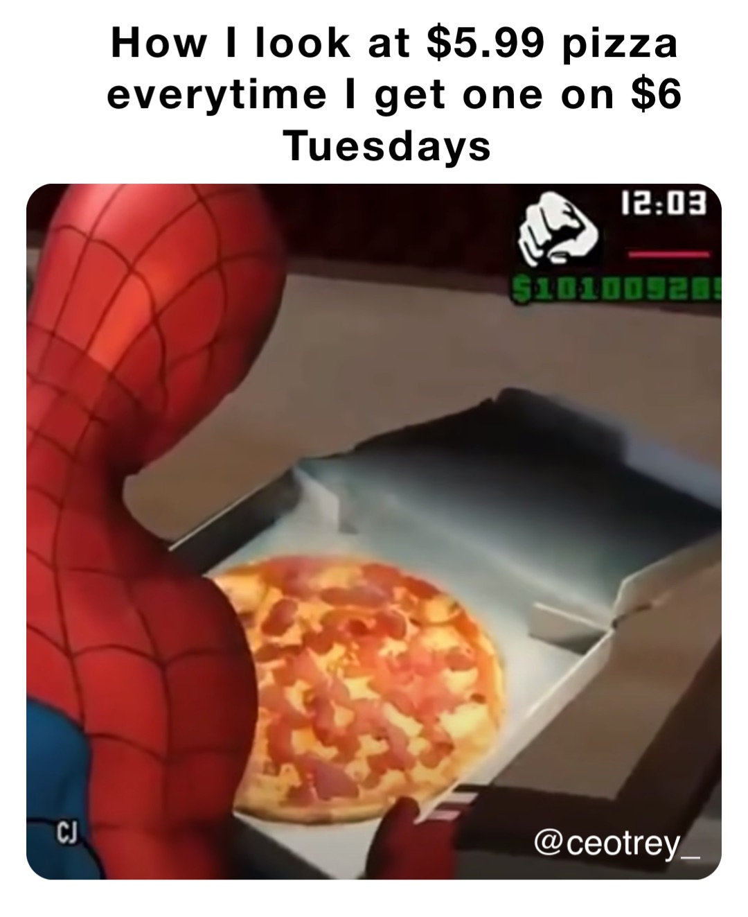 How I look at 5.99 pizza everytime I get one on 6 Tuesdays