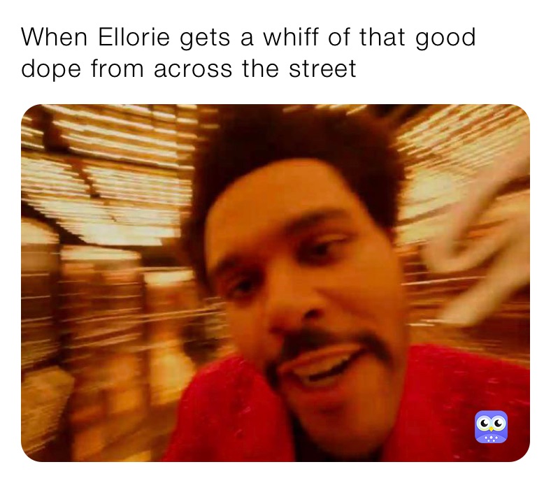 When Ellorie gets a whiff of that good dope from across the street 