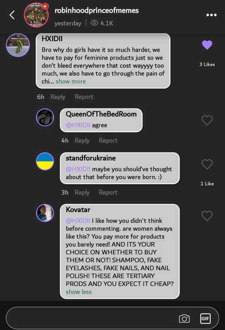 I beg you females to please watch your mouths and base your thoughts on facts instead of what it feels like! I'm not the Kovatar yall used to know and I wont tolerate you making it seem like males get it easy!
