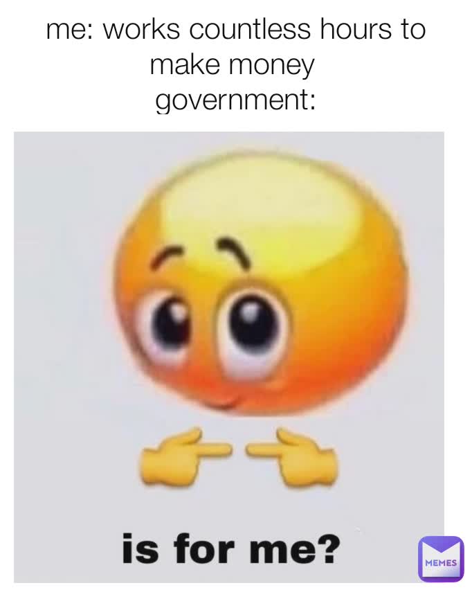 me: works countless hours to make money 
government:
