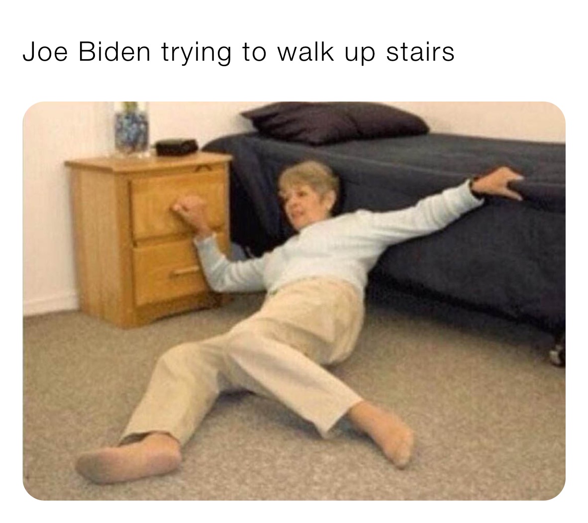 Joe Biden trying to walk up stairs 