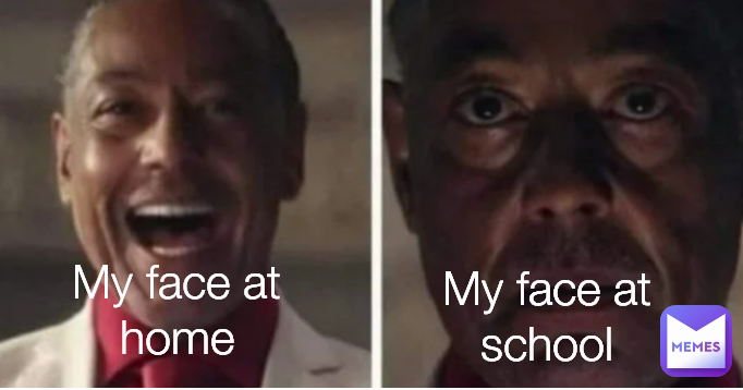 My face at home ‎‮ My face at school