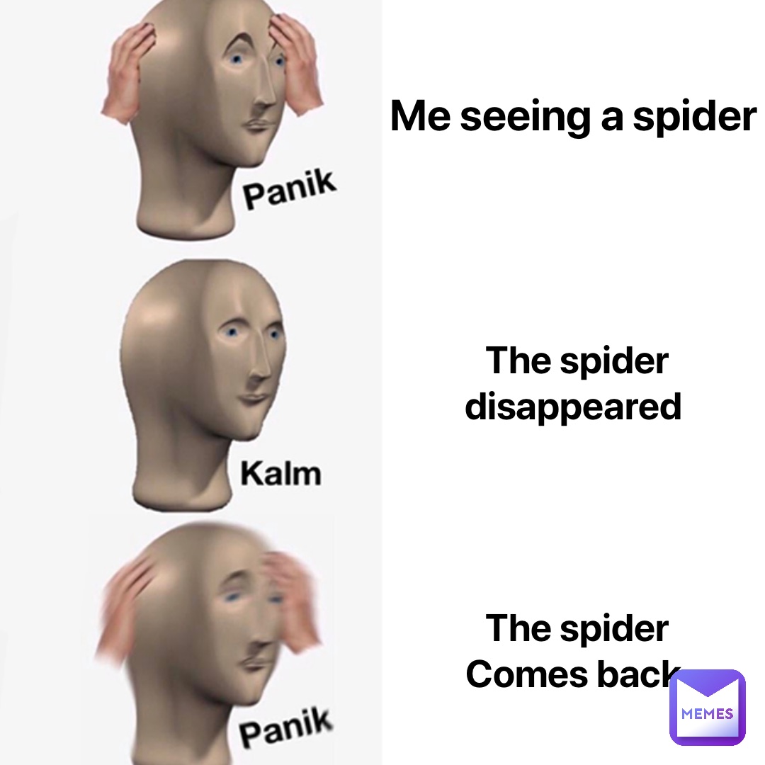 Me seeing a spider The spider 
disappeared The spider 
Comes back