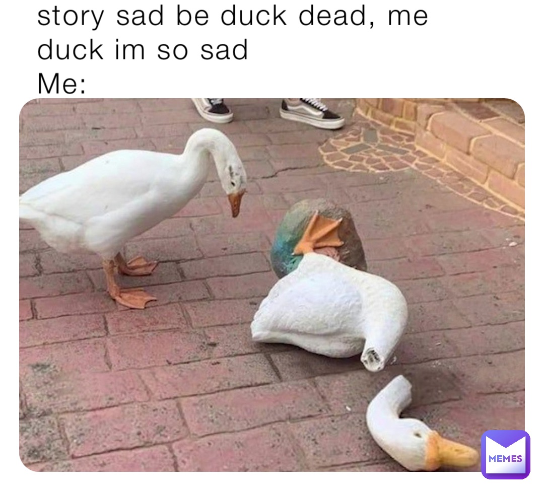 story sad be duck dead, me duck im so sad 
Me: