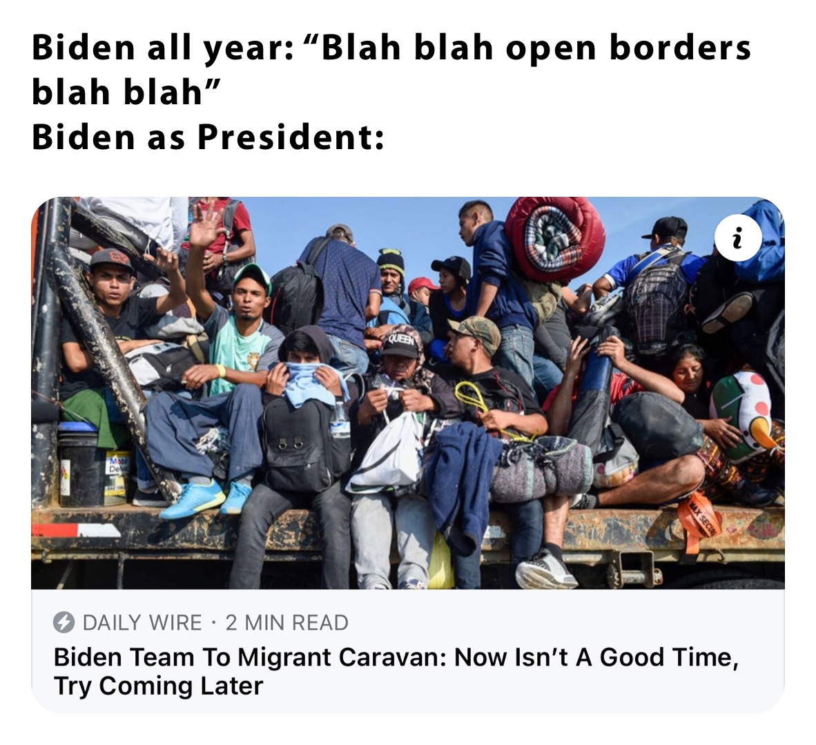 Biden all year: “Blah blah open borders blah blah” 
Biden as President: 