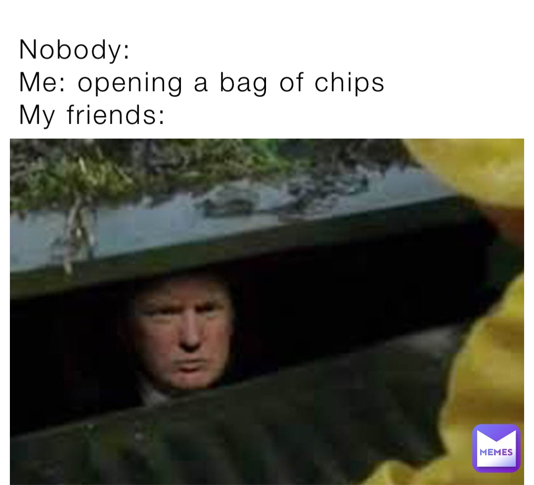 Nobody Me opening a bag of chips My friends dinvanroekel Memes