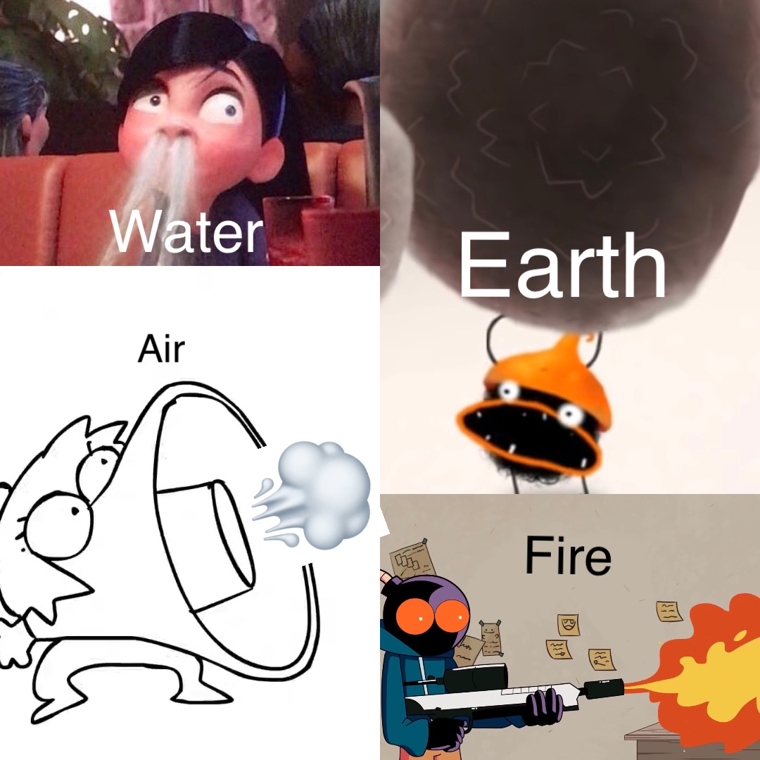Water Earth Air Fire | @Anti_Furry_Memes | Memes