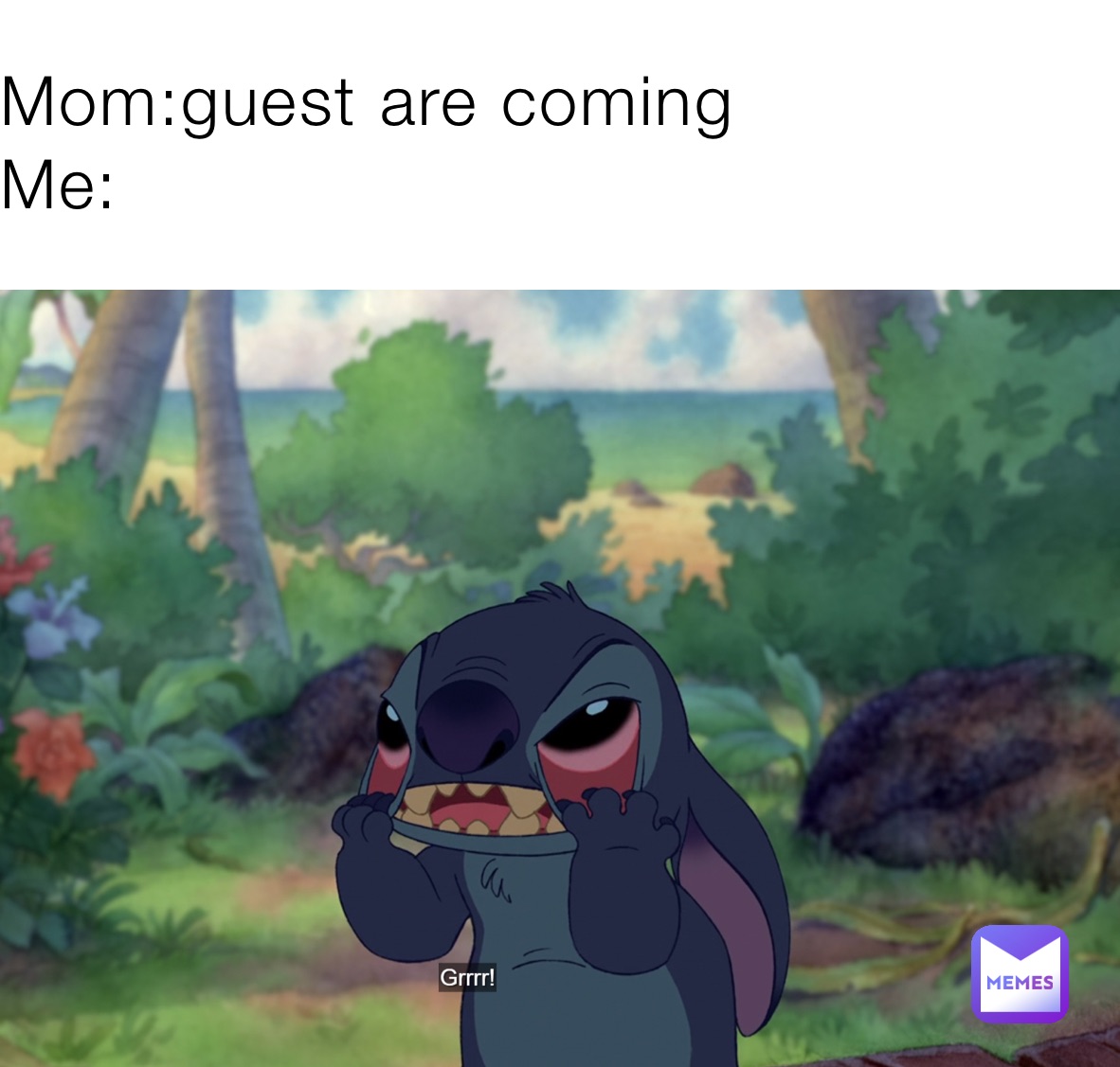 Mom:guest are coming 
Me: